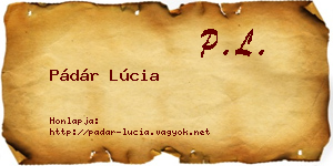 Pádár Lúcia névjegykártya